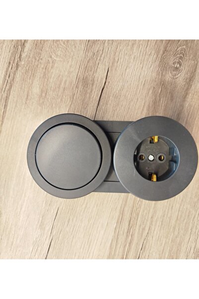 Ovivo Electric Ovivo Xone Antrasit Sıva Üstü Anahtar+Priz İkili Kombinasyon