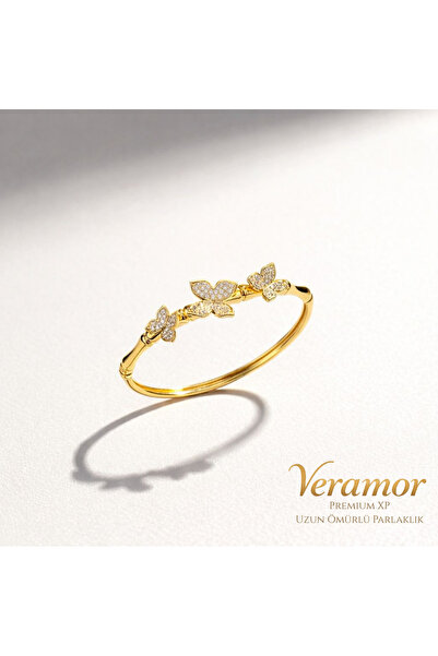 VerAmor Xuping Kelebek Tasarım Zirkon Taş Detaylı Gold Renk Kadın Bilezik 6 cm