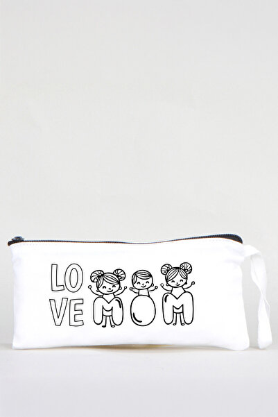 Pamusan Anneler Günü Boyanabilir Kalemlik Beyaz 21x10 cm | Love Mom 10 ADET