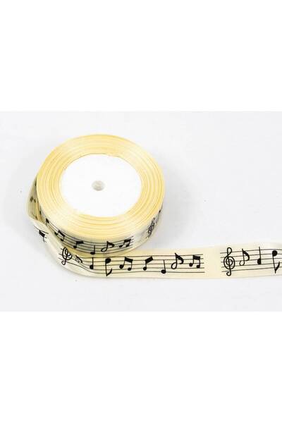 OEM Set 3 role Panglica Saten Note Muzicale 2.5cm Crem