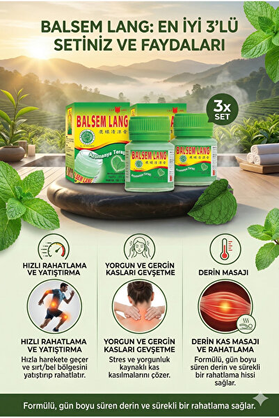 CAP LANG BALSEM LANG 3li set Aromatik Ferahlatıcı Günlük Kullanım Masaj Balsa...