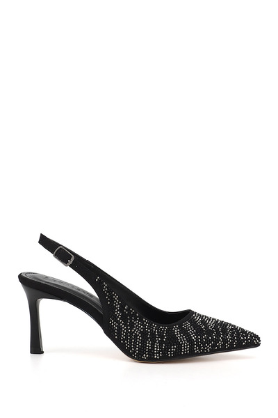 GÖNDERİ(R) Women's Black Stiletto Heel U Open Back Shoes