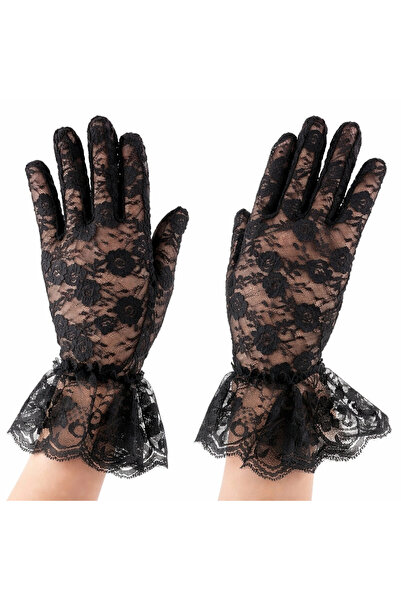 magicool Black Guipure Lace Lace Short Gloves – Vintage Elegant Women's Gloves