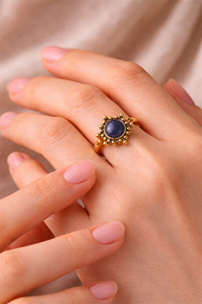 Brandsmiths Natural Stone Brass Ring
