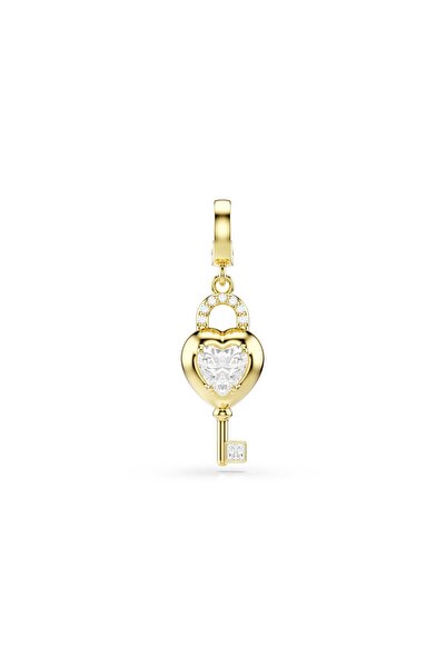 Swarovski Idyllia Charm, Karışık kesimler, Anahtarlı kalp, Beyaz, Altın rengi...