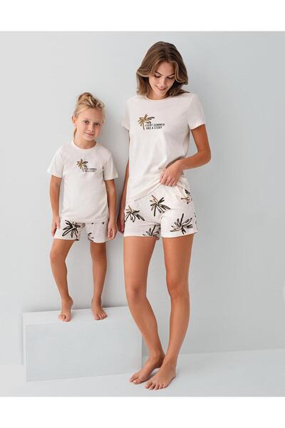 Rolypoly Set de pijamale de vară pentru familie, cu pantaloni scurți, 100% bu...