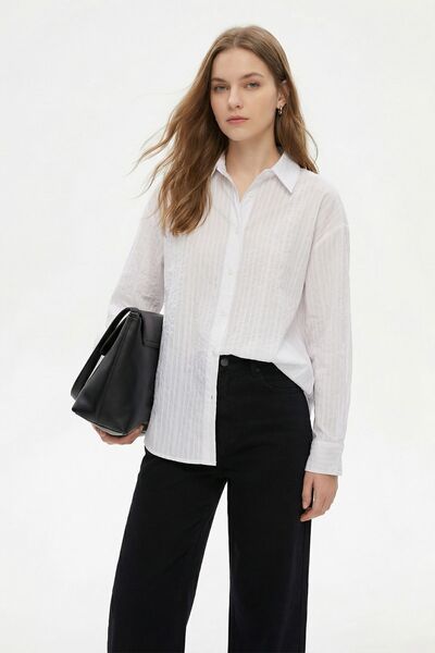 Rays White Stripe Detail Shirt 7517