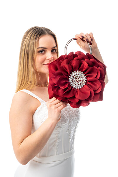 GUSTELLO ΒΑΛΕΝΤΙΝΑ |   Ασημί μεταλλική τσάντα λουλουδιών με λαβή D, βραδινό φ...