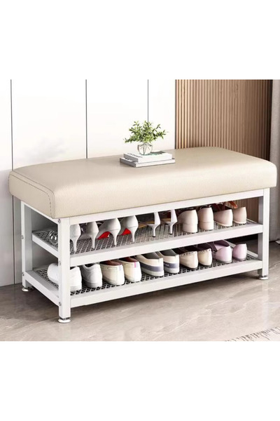 Snooe white hallway shoe bench with seat