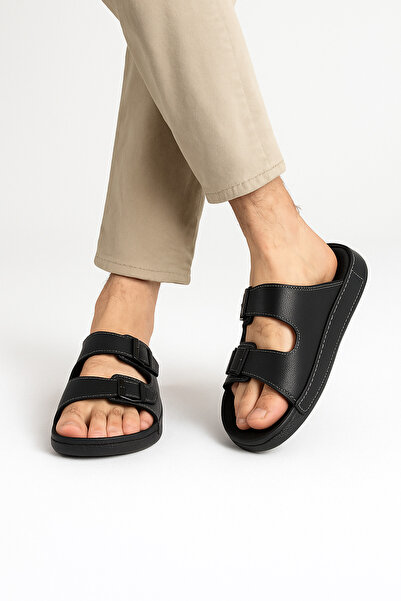 birrbazaar Men's Orthopedic Slipper Stitched Faux Leather – Non-Slip Stretchy...