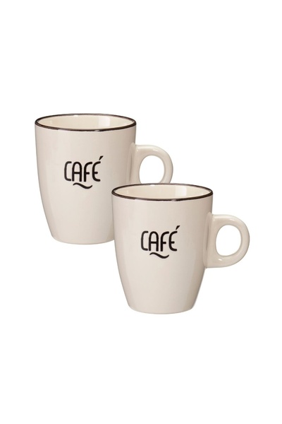 Excellent Houseware Комплект от 2 чаши, 220 мл, керамични, модел CAFÉ