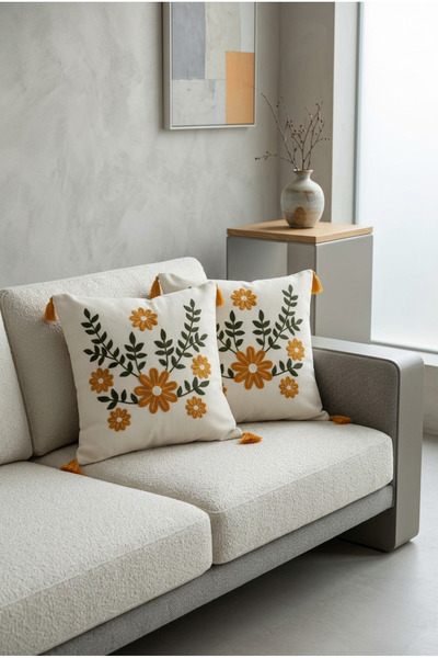 Mariesse Home 2-Piece Punch Embroidered Living Room Balcony Bohemian Throw Pi...