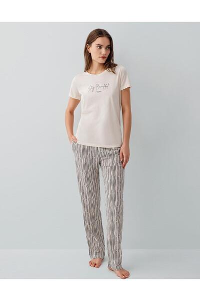 Pierre Cardin Women's Modal Cotton Pajama Set – Short Sleeve T-Shirt and Stri...