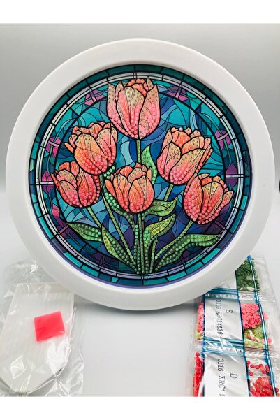 DUCK HOBY لوحة فنية مستديرة مقاس 20x20 للأطفال B مرصّع بالخرز T مرصّع بالأحجا...