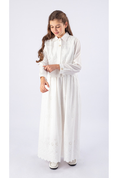 Pafim Girl's Scalloped Strap Dress with Jacket 2-Piece Set, Cotton Dress with...