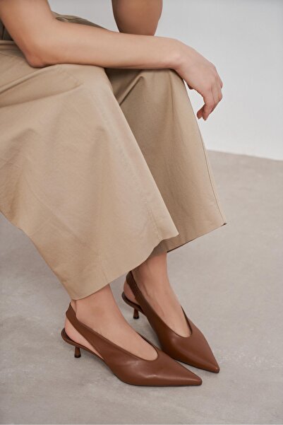 NİŞANTAŞI SHOES Lunix Taba Matte Pointed Toe Slingback Stiletto Heel U Women'...