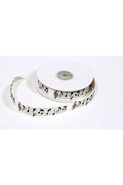 OEM Set of 3 rolls of cotton ribbon with musical notes 2 cm