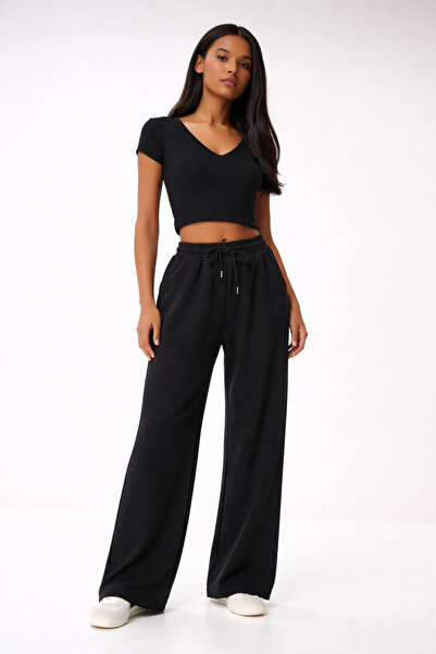 Heyya Women's Wide Leg Modal Sweatpants Black