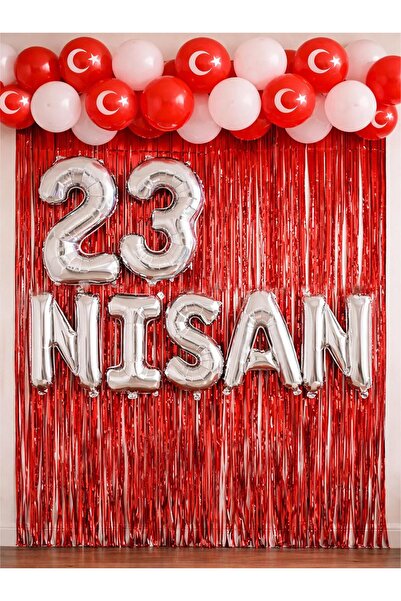 Parti Adresi 23 Nisan Folyo Balonlu Dekorasyon Seti