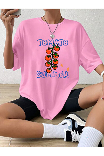 SUNFREE TREND PINTEREST MIX cu imprimeu supradimensionat guler rotund Tricou ...