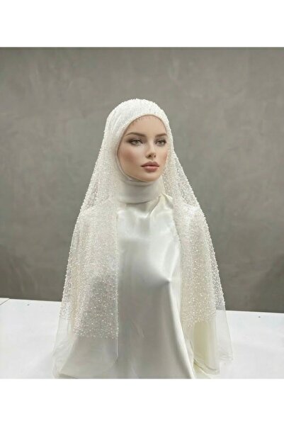 MERİT FASHION Boncuk İşlemeli Premium Duvak 140*140