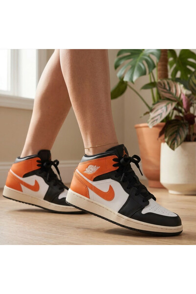 Nike Jordan Air 1 Mid Orange Sneakers Sportie