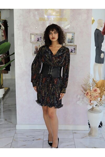 Angy Fashion Rochie mini „Dark Bloom” cu imprimeu floral și corset încorporat...