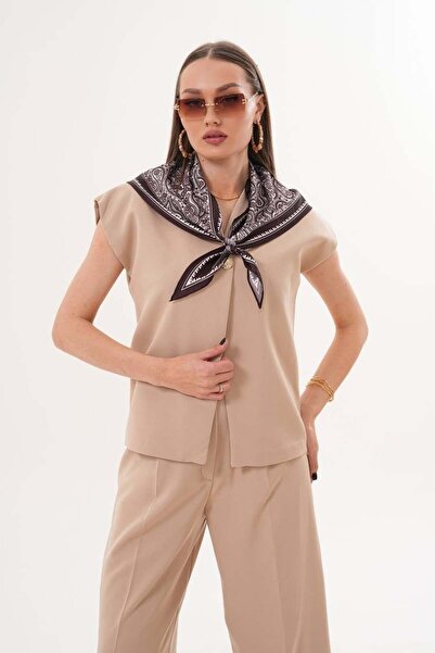 Maxi modena Scarf Detailed 3-Piece Set – Stylish Blouse and Pants Combination