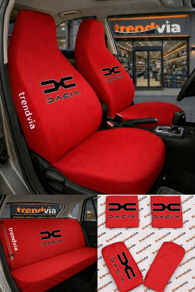 trivexa Dacia (New) Logo Auto Seat Cover Front Rear Set – Combed Cotton Unive...