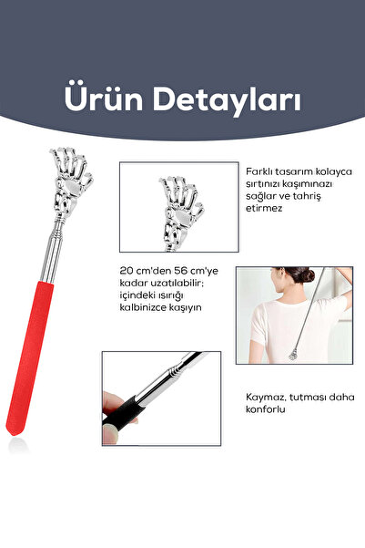 indirimsevinci Teleskopik Sırt Kaşıyıcı Uzayan Paslanmaz Çelik Ergonomik Kaymaz Sap Back Scratcher