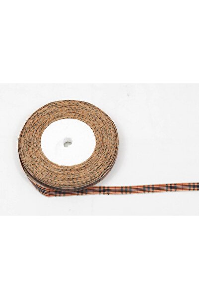 OEM Set of 3 rolls of Checkered Textile Ribbon 1cm 22meters Beige Black