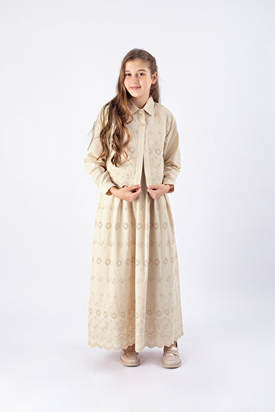 Pafim Girl's Scalloped Strap Dress with Jacket 2-Piece Set, Cotton Dress with...