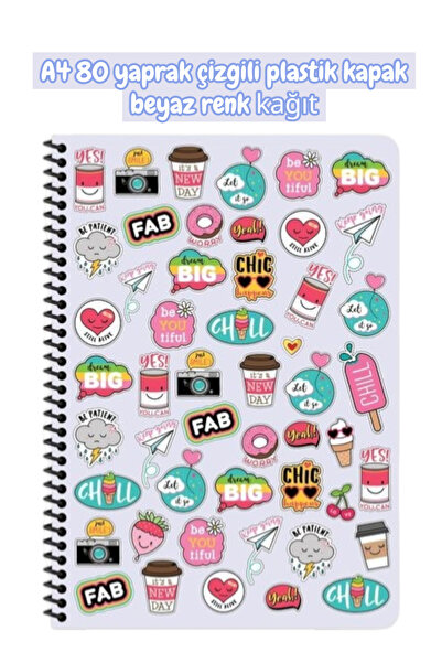 SEYFİKİRTASİYE A4 80 Sheets Striped Plastic Covers White Color Paper Spiral