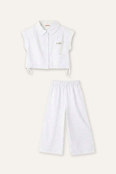 Zeyland Κοριτσίστικο Σετ Πουκάμισο και Παντελόνι Δύο Τεμαχίων - Εκρού