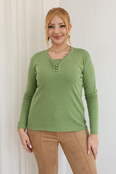 Siyezen Large Size Double Piping Buttoned Cotton Pack Stretch Fabric Basic Bl...