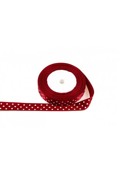 OEM Set of 3 rolls of Satin Ribbon with 3 Polka Dots 2cm/22m Grena
