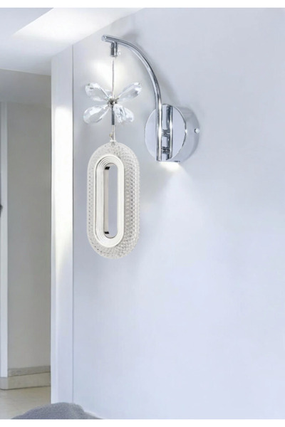 EY-EL TASARIM Defne Stylish Led Sconce with Butterfly Stone Pendant Chrome