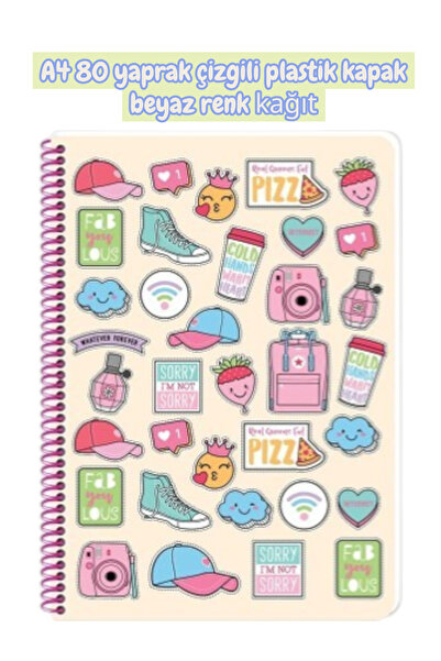 SEYFİKİRTASİYE A4 80 Sheets Striped Plastic Covers White Color Paper Spiral