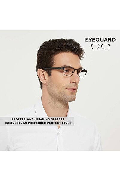 NO BRAND Mens Rectangle Lightweight Metal Reading Glasses (Grey, 3.50)