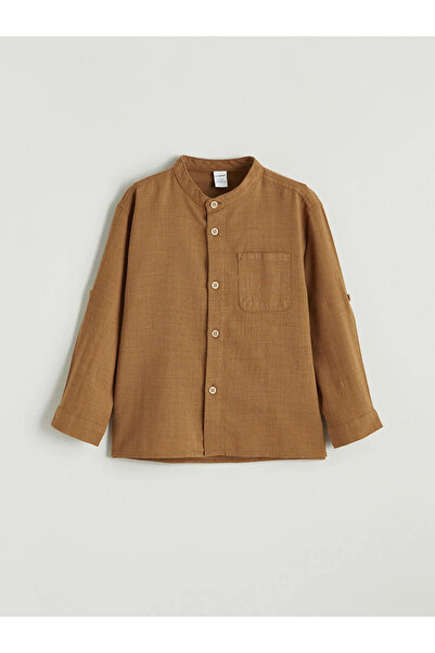 LC Waikiki Lcw Kids Green Judge Collar Long Sleeve Boys' Shirt