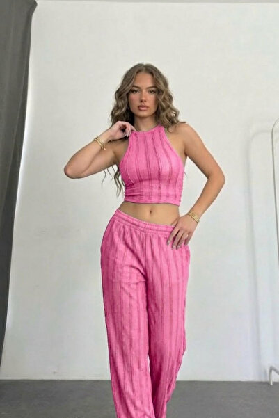 onlymoon Pantaloni de damă Bürümcük Fabric set cu talie elastică |   Çift cu ...