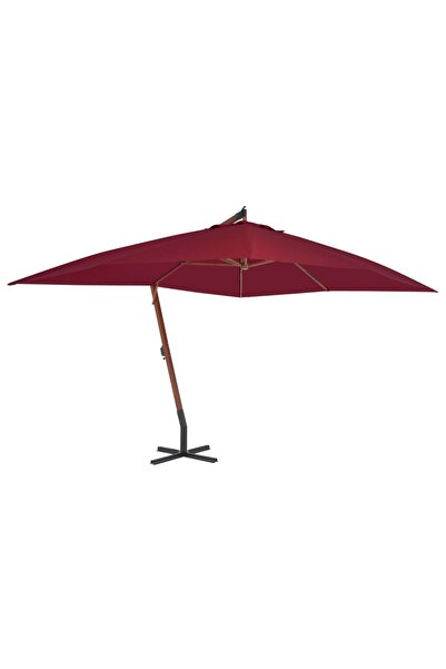 Concept Umbrelă suspendată cu stâlp din lemn, roșu bordo, 400x300 cm