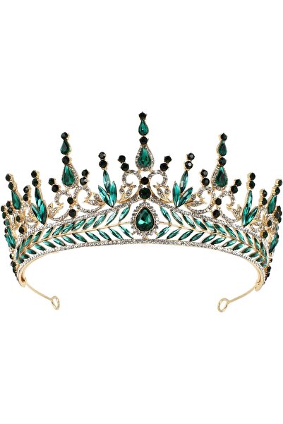 Lurrose Baroque Rhinestone Queen Crown Tiara Crystal Bridal Wedding Tiara