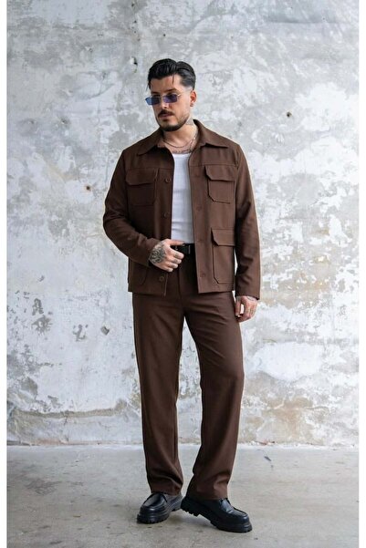 OUTFİT MAN Button Closure Basic Regular Suit Brown