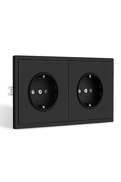 CnBingo Priză pentru două persoane neagră încorporată, cu siguranță pentru copii