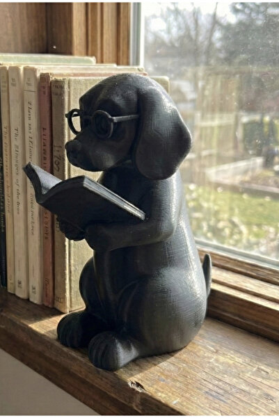 IL-HANST Kitap okuyan Köpek Kitaplık süsü , masa üstü dekor , dekoratif figür