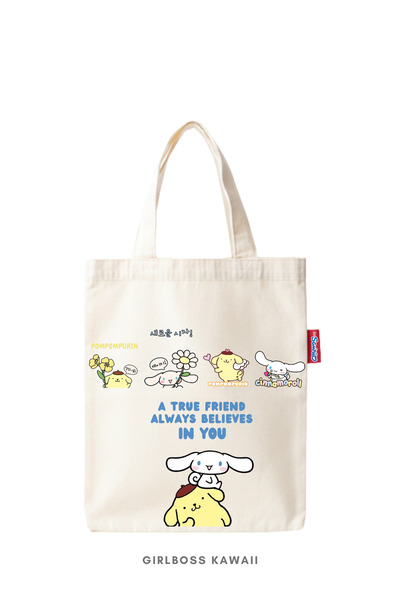Girlboss Kawaii Pompompurin & Cinnamoroll Mini Tote Bag/Tablet/Book/Mini Clot...