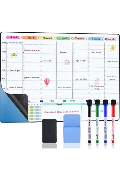 POPRUN Weekly Planner Dry Erase Calendar Self-Adhesive Stick on Any Smooth Su...