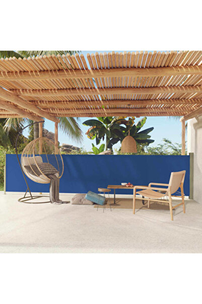 Concept Copertină laterală retractabilă de terasă, albastru, 117x600 cm