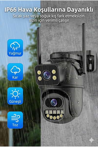 Noriyen 8MP 4K Ultra HD Çift Lensli Wi-Fi Güvenlik Kamerası - Çift Ekran İzle...